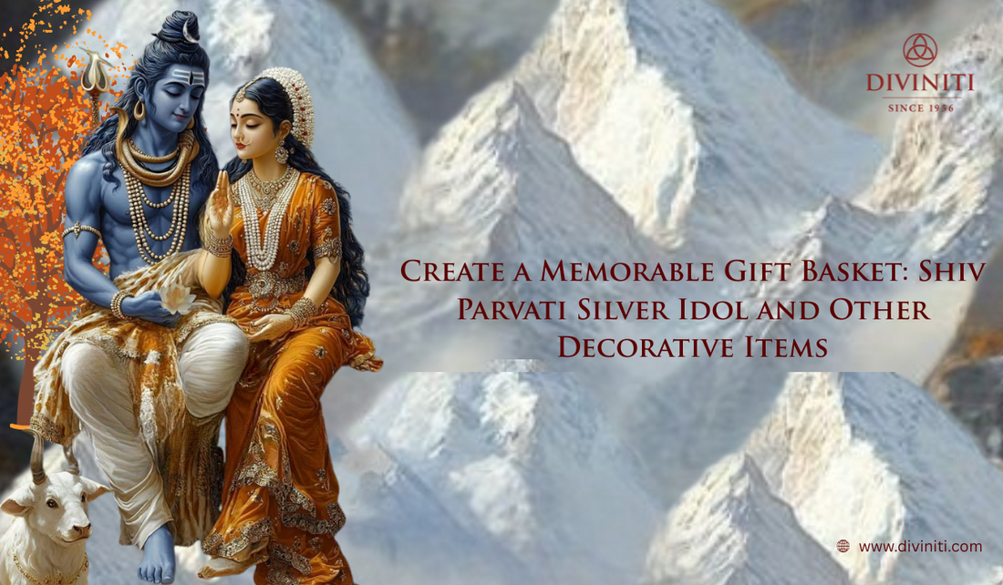 Create a Memorable Gift Basket Shiv Parvati Silver Idol and Other Decorative Items