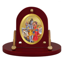 Load image into Gallery viewer, Diviniti 24K Gold Plated Shiv Parvati Frame for Car Dashboard, Home Decor, Table &amp; Office (8 CM x 9 CM)
