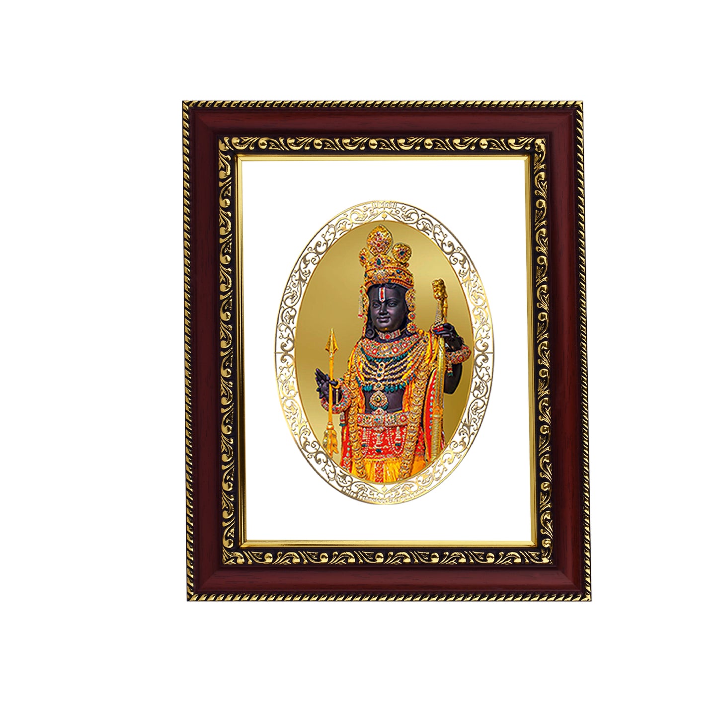 Diviniti 24K Gold Plated Ram Lalla Photo Frame For Home Decor, Table Top, Wall Hanging, Puja Room & Gift (20.8x16.7 CM)