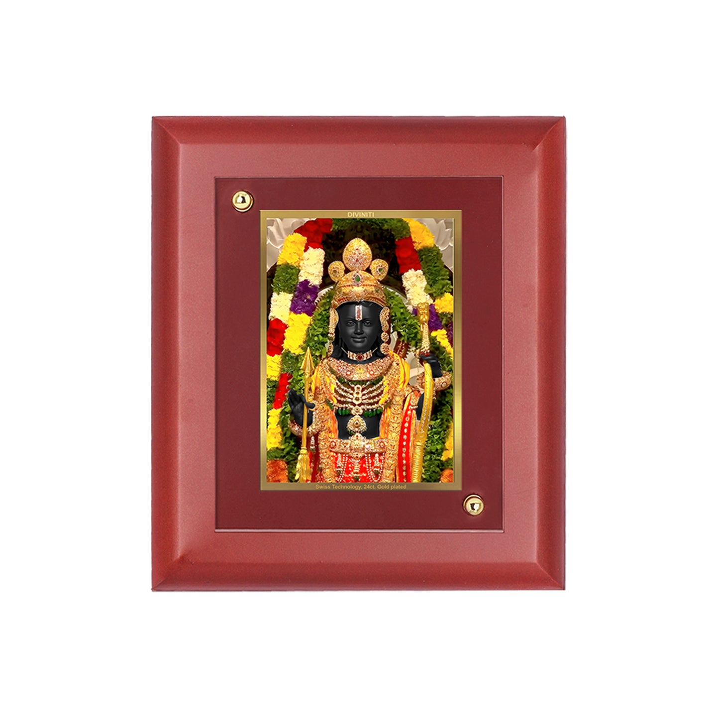 DIVINITI 24K Gold Plated Foil Ram Lalla Photo Frame For Home Decor, Wall Hanging, Table Top, Puja Room & Gift MDF Size 2 (20x16 CM)