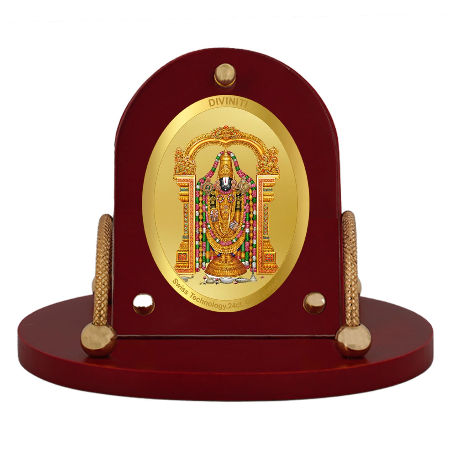 Diviniti 24K Gold Plated Foil Balaji Frame for Car Dashboard, Home Decor, Table & Office (8 CM x 9 CM)