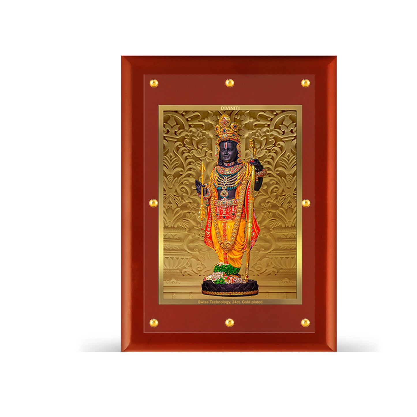 Diviniti 24K Gold Plated Foil Ram Lalla Photo Frame For Home Decor Showpiece, Wall Decor, Puja Room & Gift (56 CM X 71 CM)