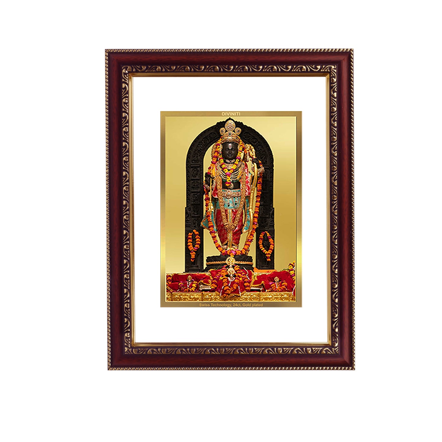Diviniti 24K Gold Plated Foil Ram Lalla Photo Frame For Home Decor, Wall Hanging, Table Top, Puja Room & Gift DG105S3 (27.6X35.4 CM)
