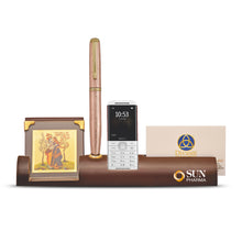 Load image into Gallery viewer, MDF Pen, Mobile &amp; Card Holder With 24K Gold Plated Frame For Corporate Gifting
