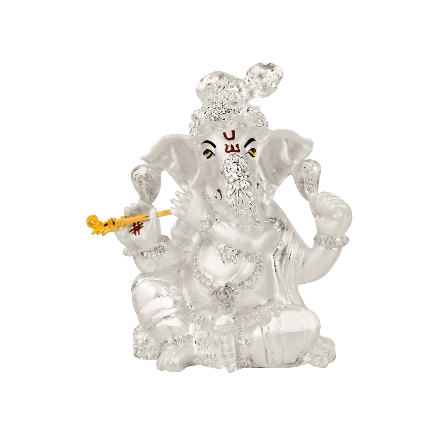 DIVINITI 999 Silver Plated Lord Ganesha Idol Statue For Home Decor, Workshop, Office, Showpiece (11x8.5 CM)