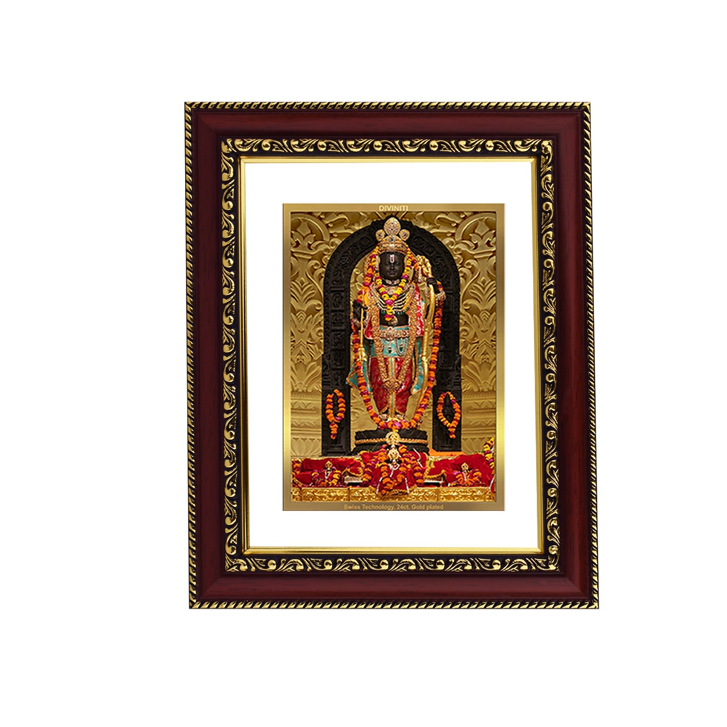 Diviniti 24K Gold Plated Foil Ram Lalla Photo Frame For Home Decor, Table Decor, Wall Hanging, Puja Room & Gift (20.8x16.7 CM)