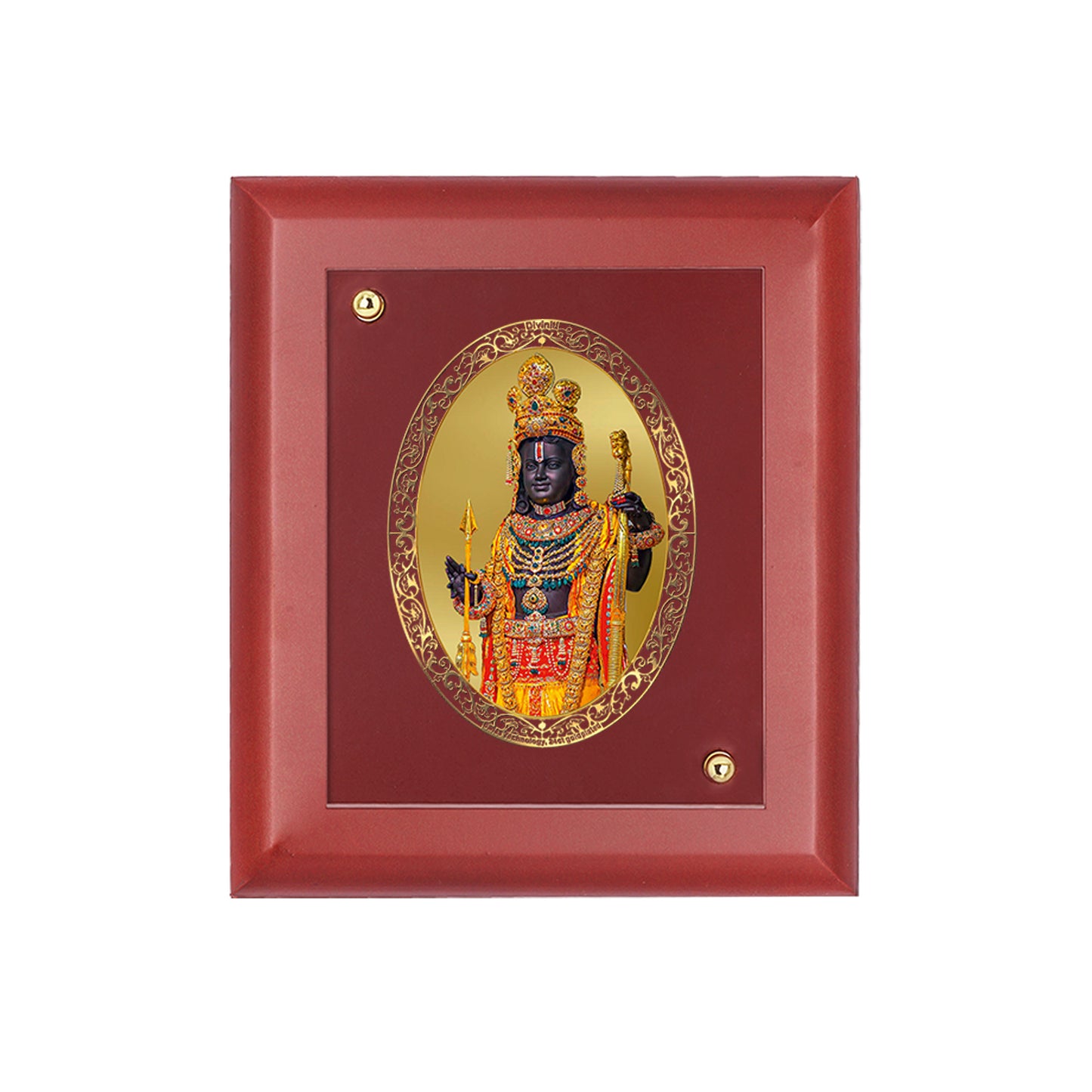 DIVINITI 24K Gold Plated Foil Ram Lalla Photo Frame Idol for Home Decor, Table Top, Wall Hanging, Puja Room & , Gift|MDF Size 1 (16.7x14.2 CM)