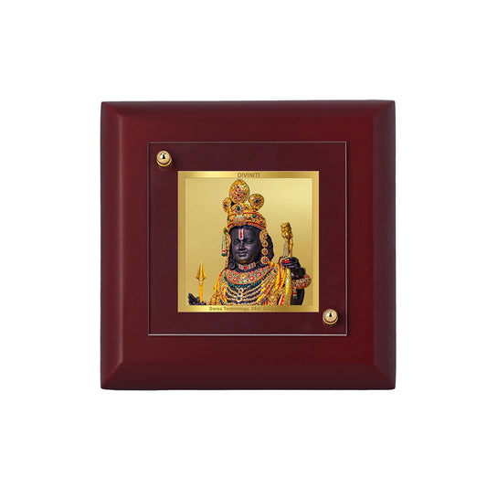 Diviniti 24K Gold Plated Lord Ram Lalla Photo Frame Protector of Dharma for Home Decor Showpiece, Tabletop, Puja Room, Gift | MDF Size 1A (10x10 CM)
