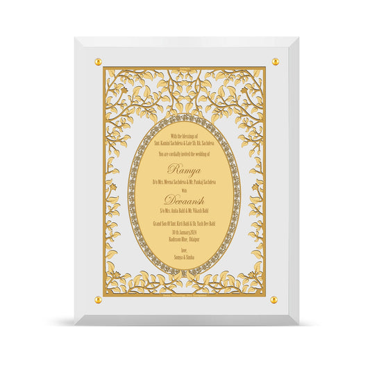 Wedding Invitation Frame | Personalized Decorative Frame with Floral Design 24K Gold Foil Plated
