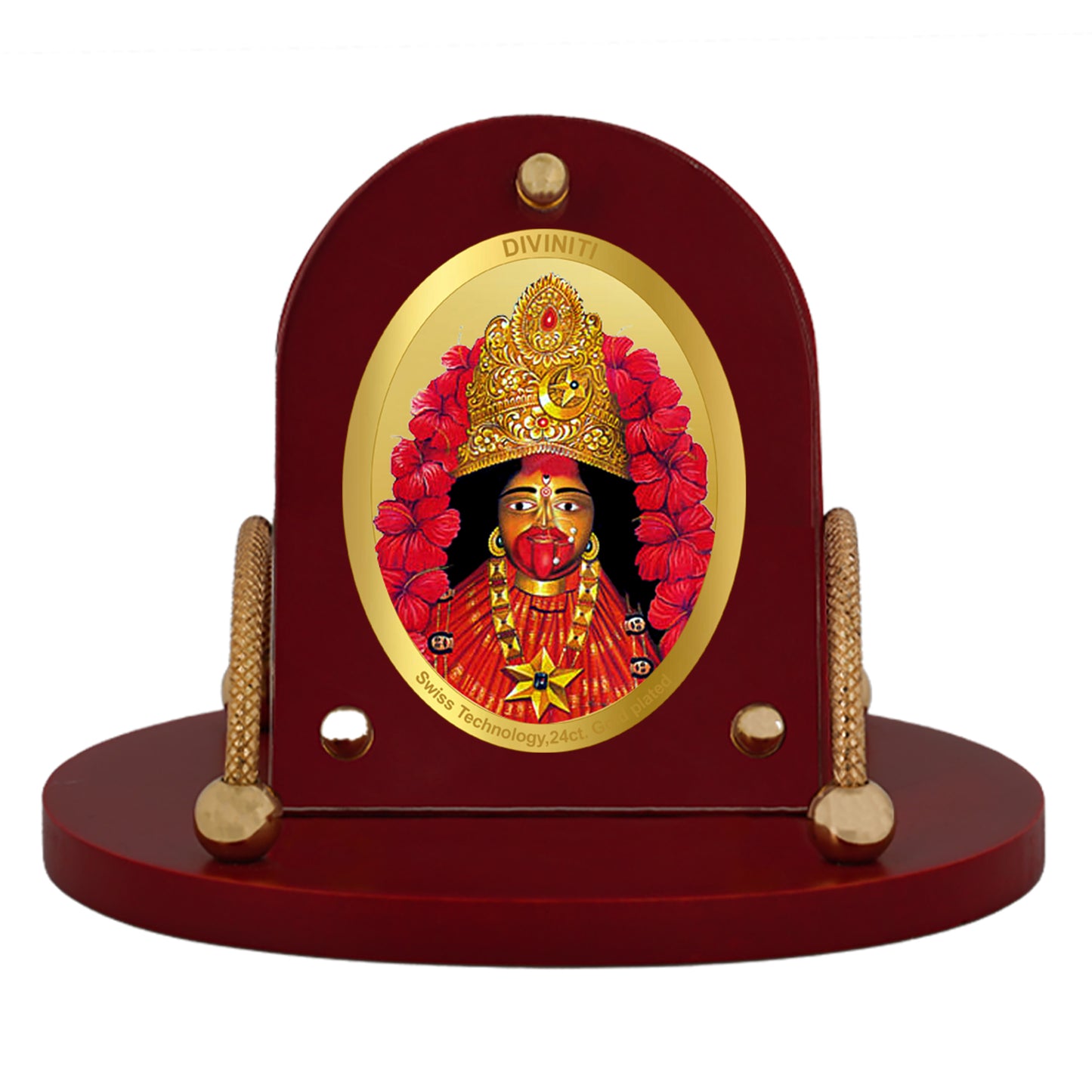 Diviniti 24K Gold Plated Foil Tara Maa Frame for Car Dashboard, Home Decor, Table & Office (8 CM x 9 CM)