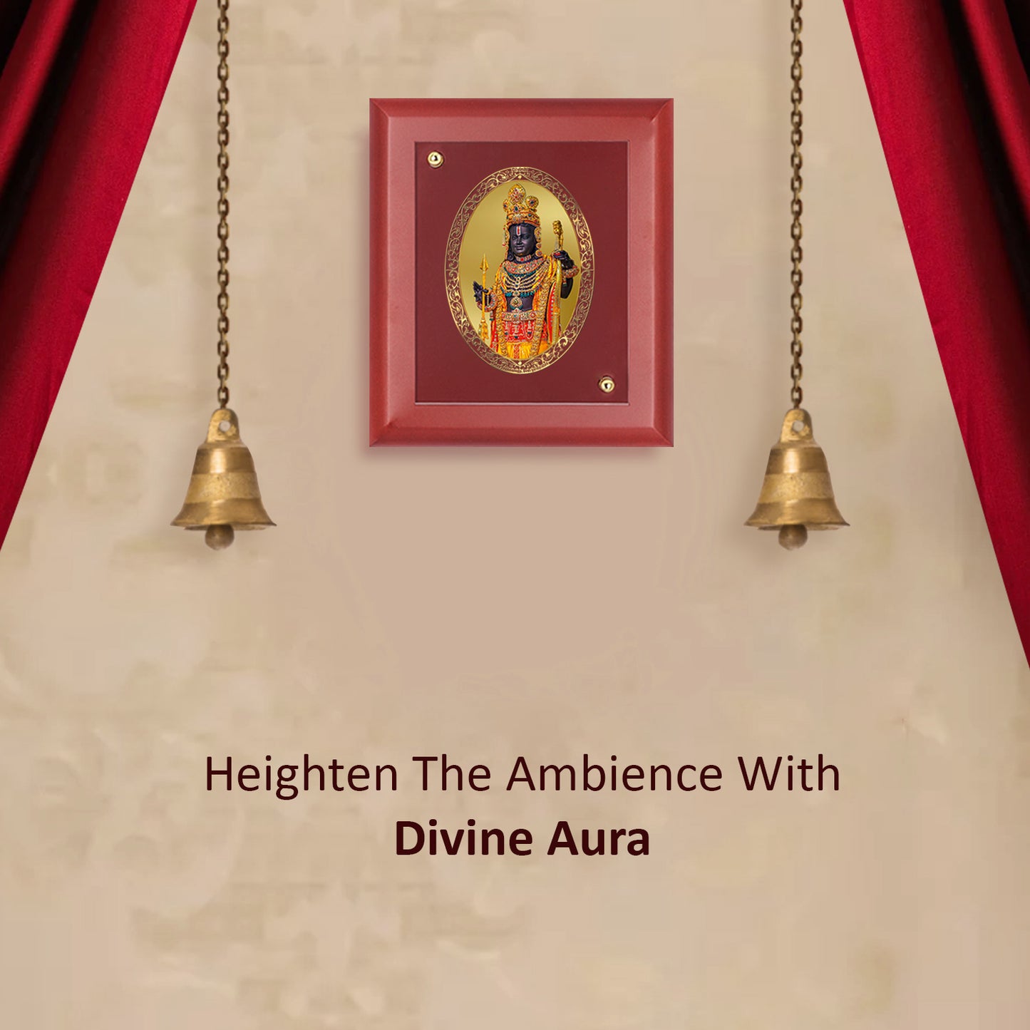DIVINITI 24K Gold Plated Foil Ram Lalla Photo Frame Idol for Home Decor, Table Top, Wall Hanging, Puja Room & , Gift|MDF Size 1 (16.7x14.2 CM)