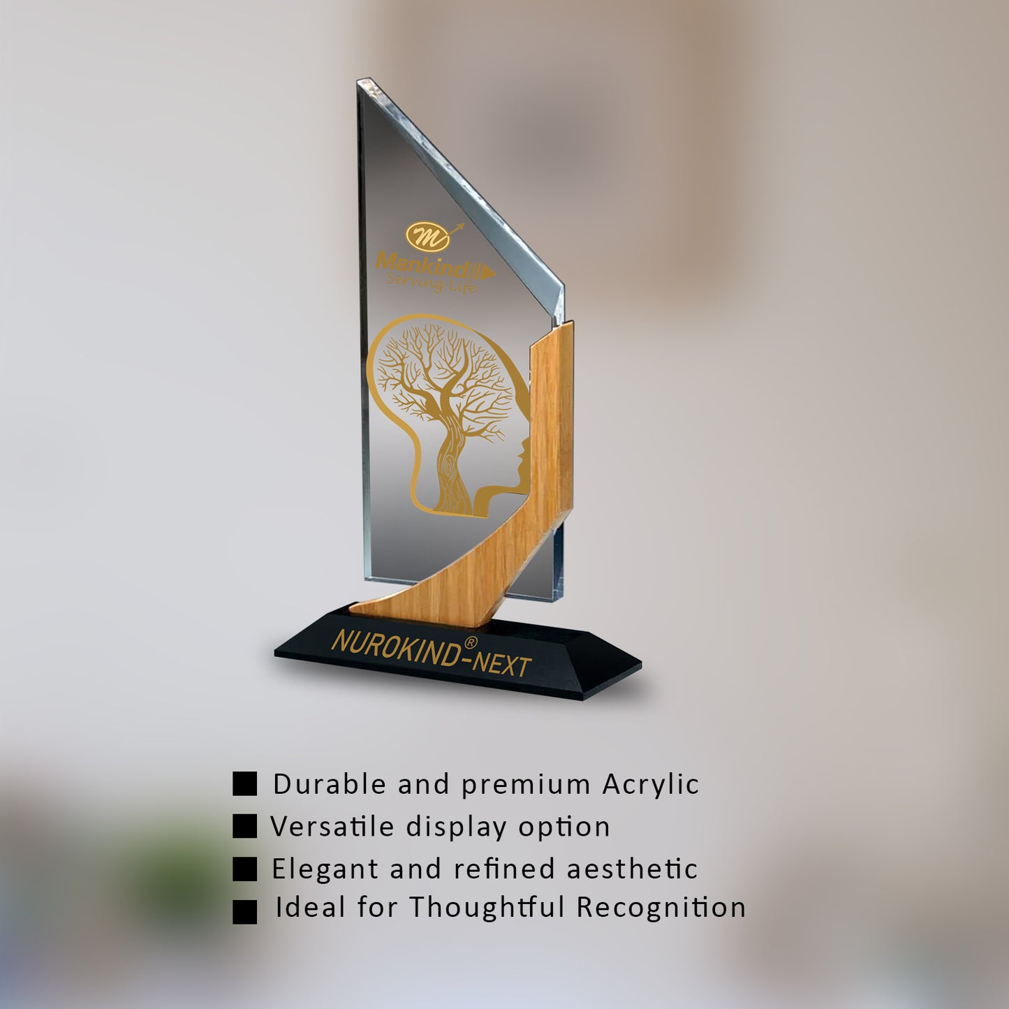 Customized Base Acrylic Trophy with Matter Printed For Corporate Gifting
