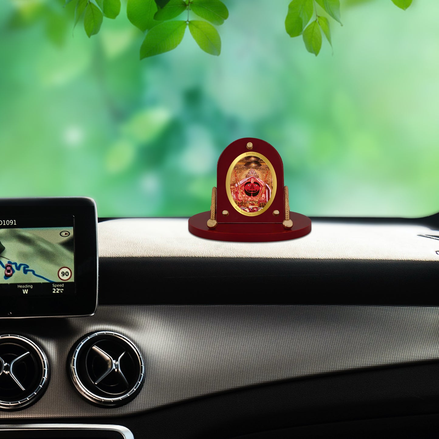 Diviniti 24K Gold Plated Salasar Balaji Frame for Car Dashboard, Home Decor, Table & Office (8 CM x 9 CM)