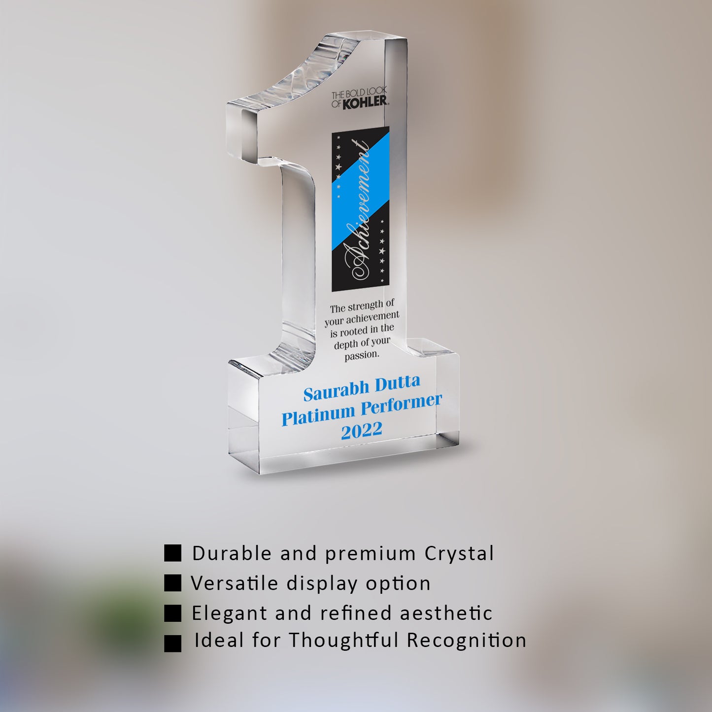 Customized Crystal Trophy with Matter Printed For Corporate Gifting