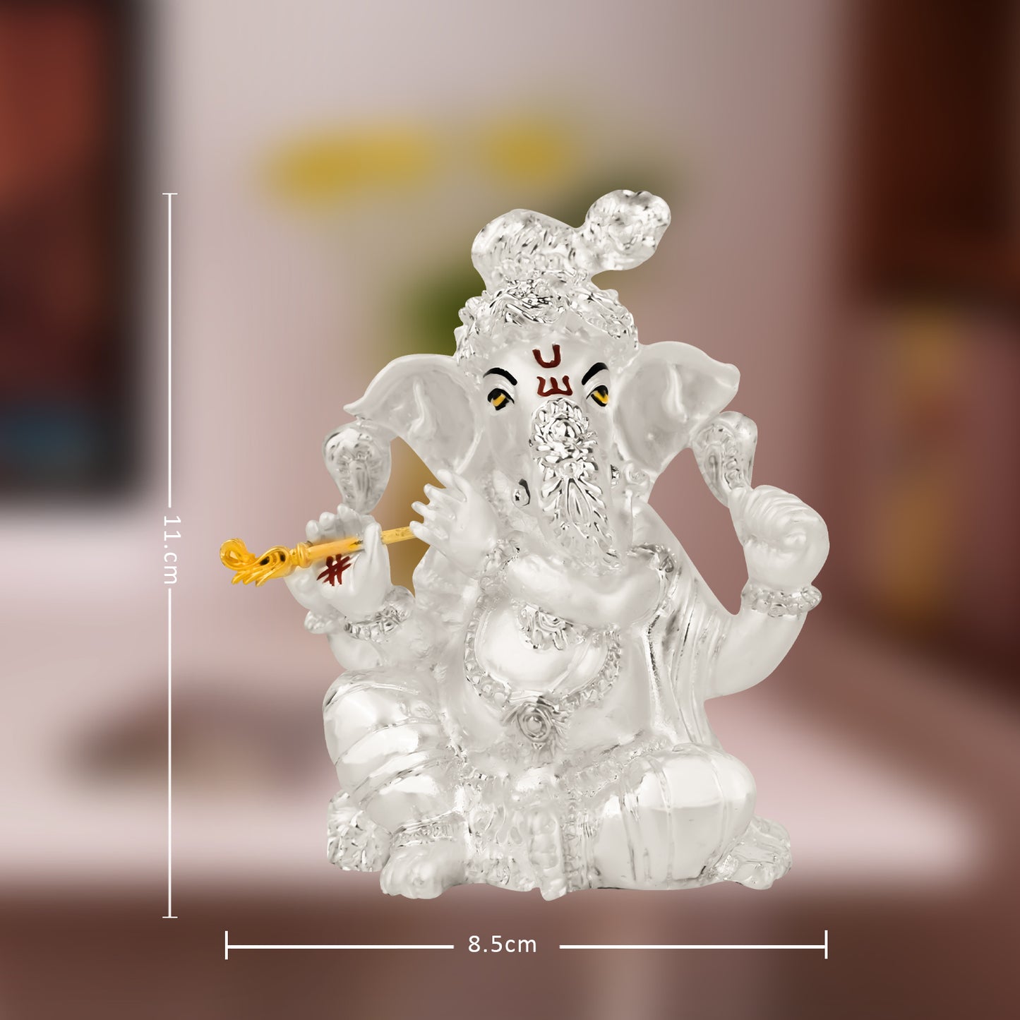 DIVINITI 999 Silver Plated Lord Ganesha Idol Statue For Home Decor, Workshop, Office, Showpiece (11x8.5 CM)