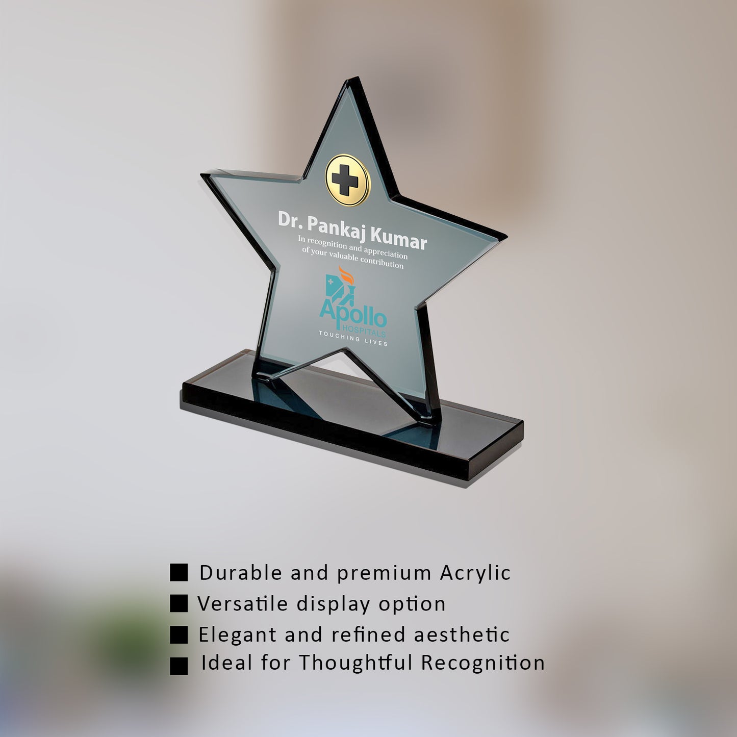 Customized Acrylic Trophy with Matter Printed For Corporate Gifting
