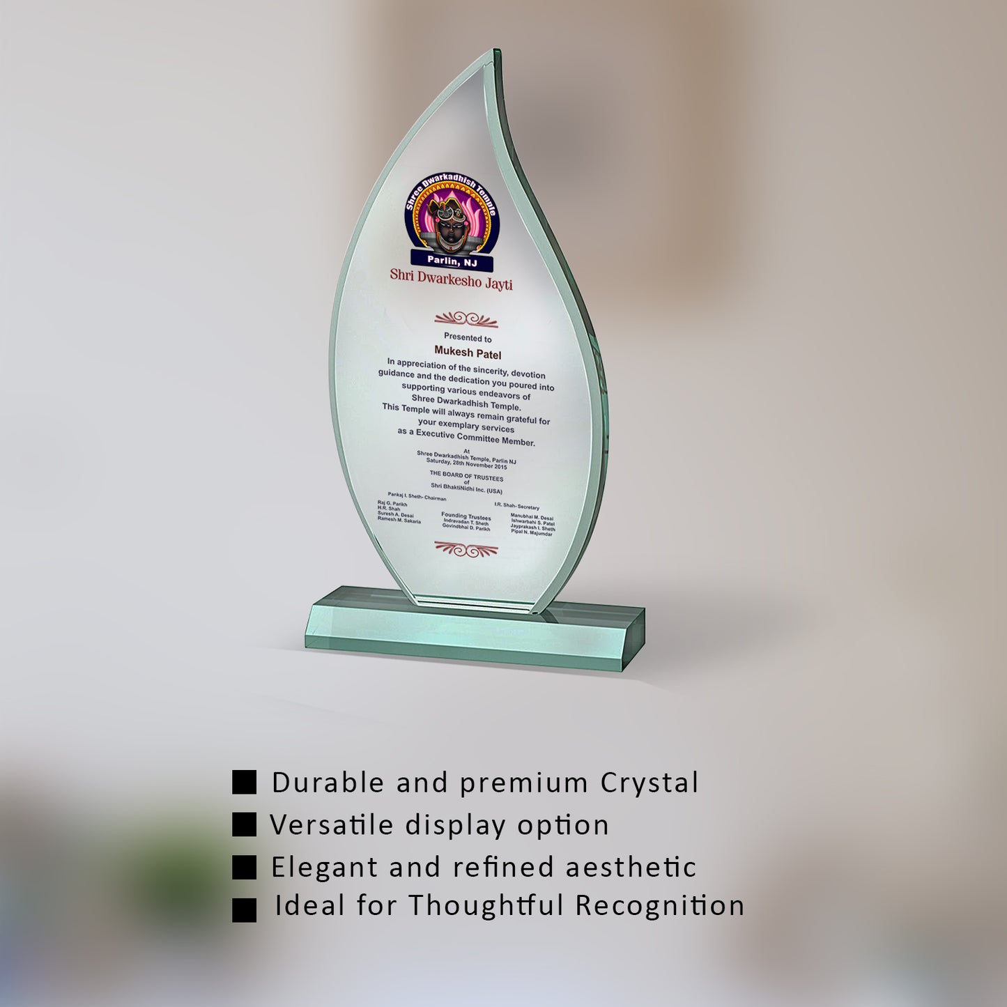 Customized Crystal Trophy with Matter Printed For Corporate Gifting