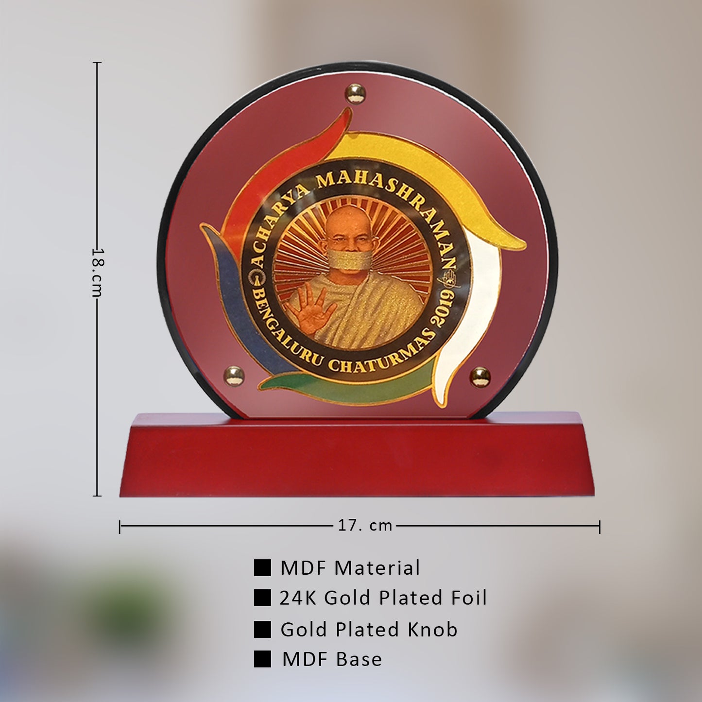 Customized MDF Memento With Matter Printed on 24K Gold Plated Foil For Corporate Gifting