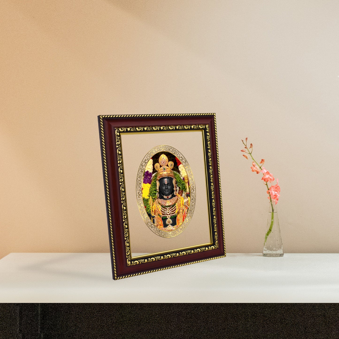 Diviniti 24K Gold Plated Ram Lalla Photo Frame For Home Decor, Table Top, Wall Hanging, Puja Room & Gift (20.8 CM X 16.7 CM)