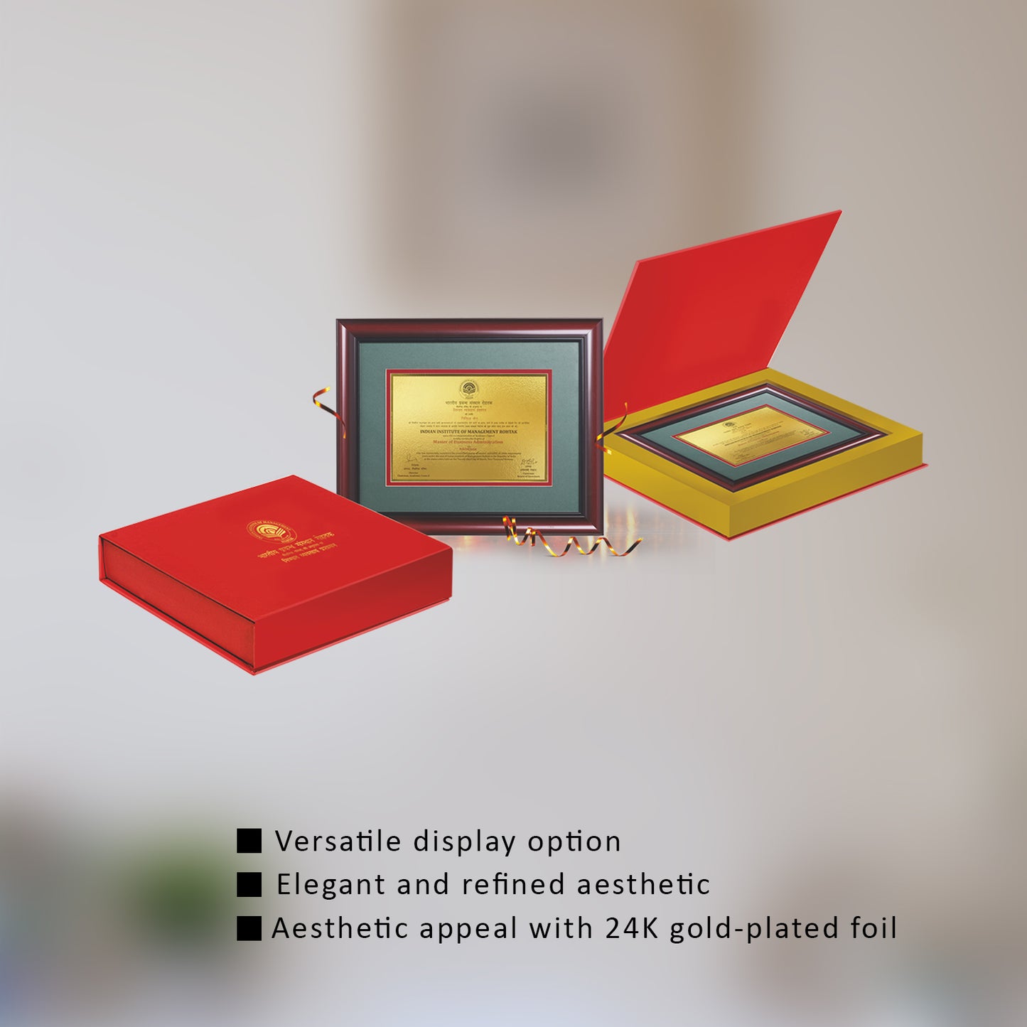 Customized Heritage Certificate with Matter Printed On 24K Gold Plated Foil For University Students