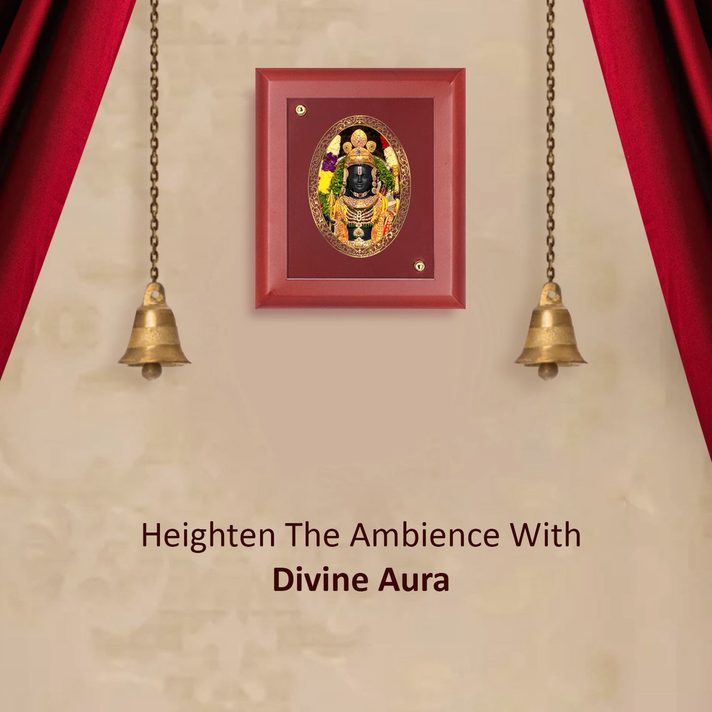 DIVINITI 24K Gold Plated Foil Ram Lalla Photo Frame For Home Decor, Wall Hanging Decor, Table, Puja Room & Gift MDF Size 2 (20x16 CM)