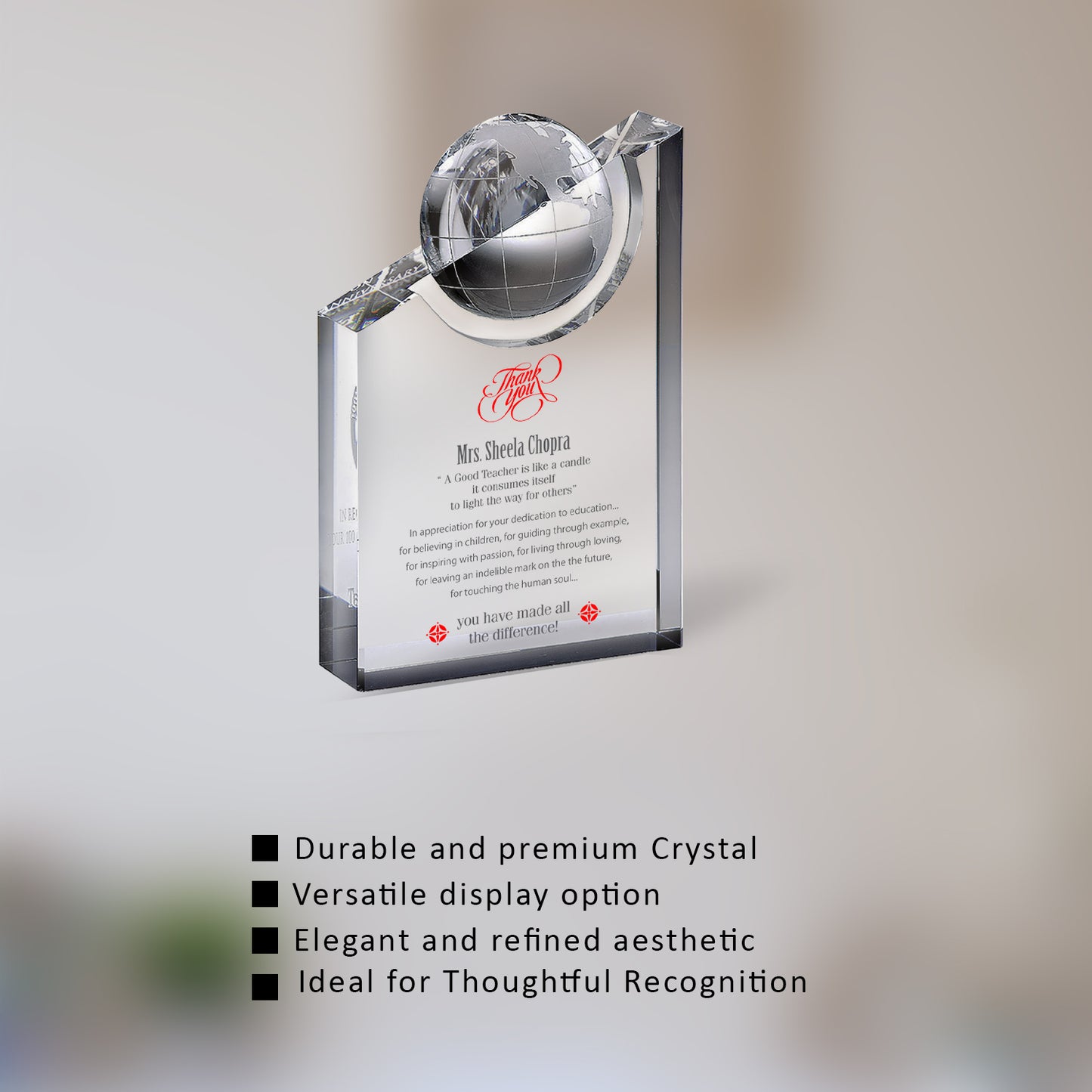 Customized Crystal Trophy with Matter Printed For Corporate Gifting