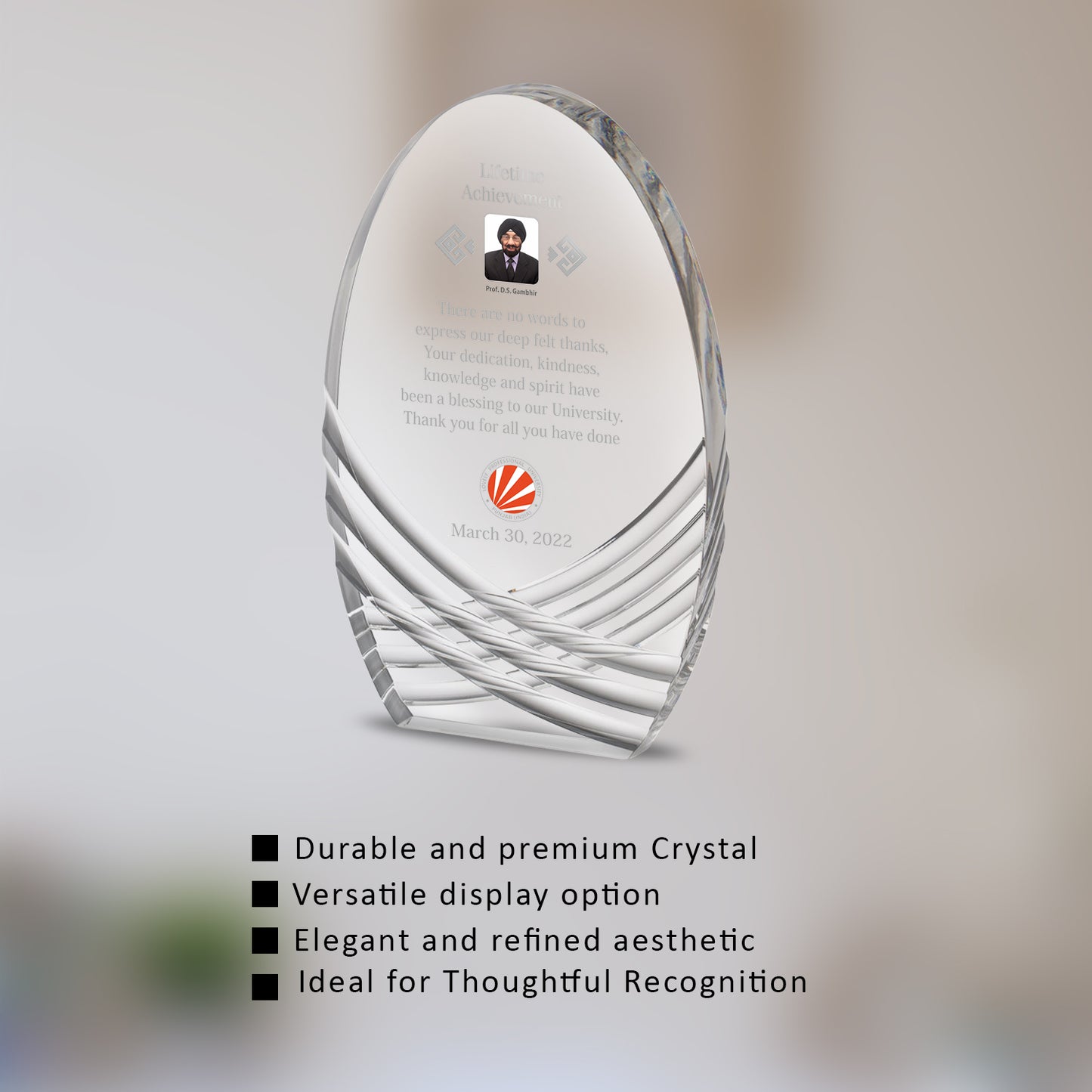 Customized Crystal Trophy with Matter Printed For Corporate Gifting