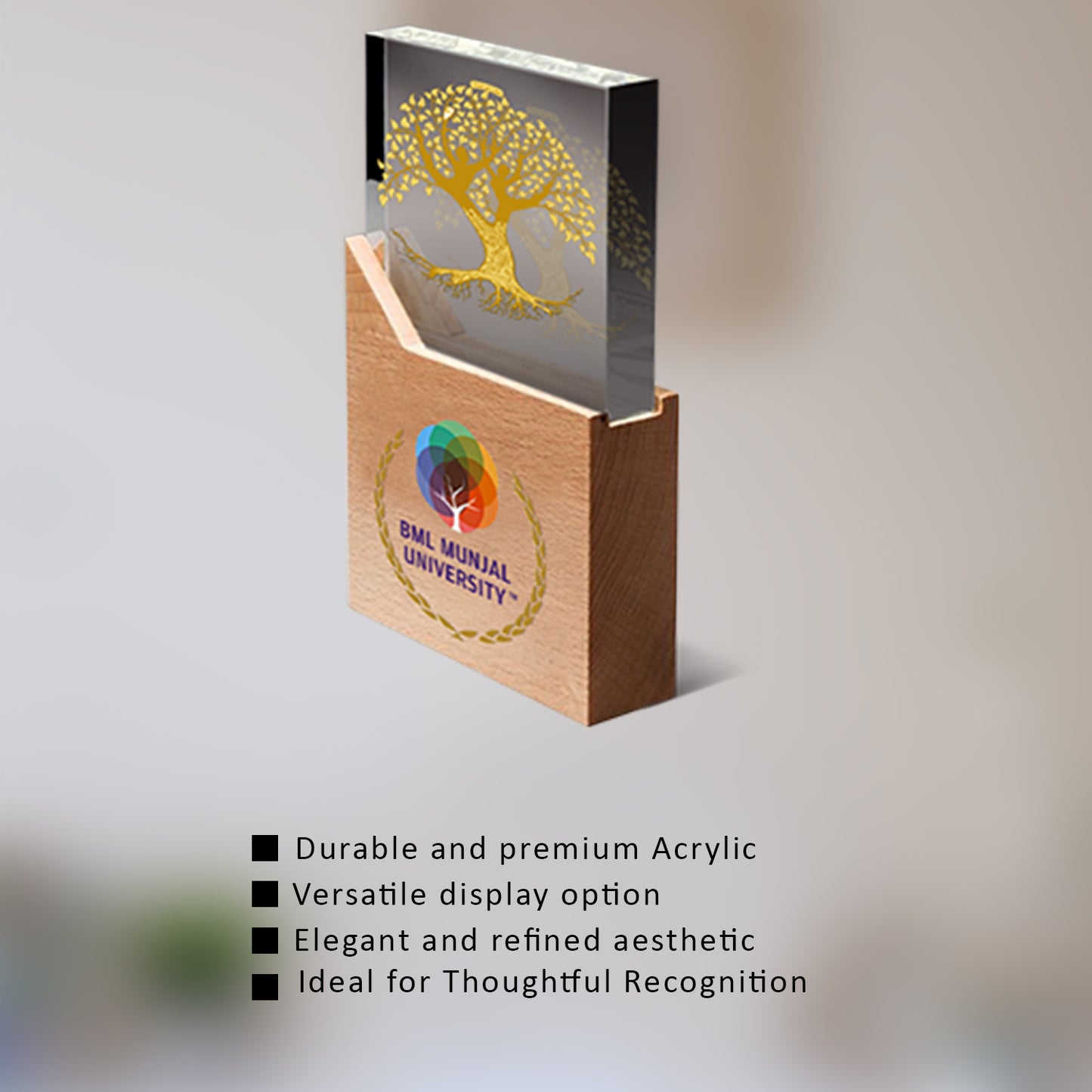 Customized Base Acrylic Trophy with Matter Printed For Corporate Gifting