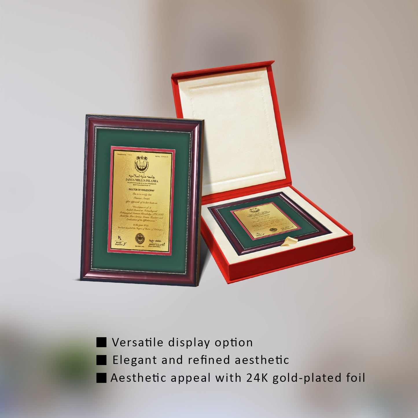Customized Heritage Certificate with Matter Printed On 24K Gold Plated Foil For University Students