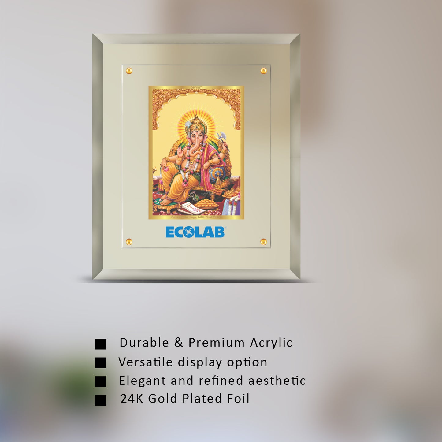 Ganesha | Customized Acrylic Photo Frame for Corporate Gifting in 24K Gold Plated Foil