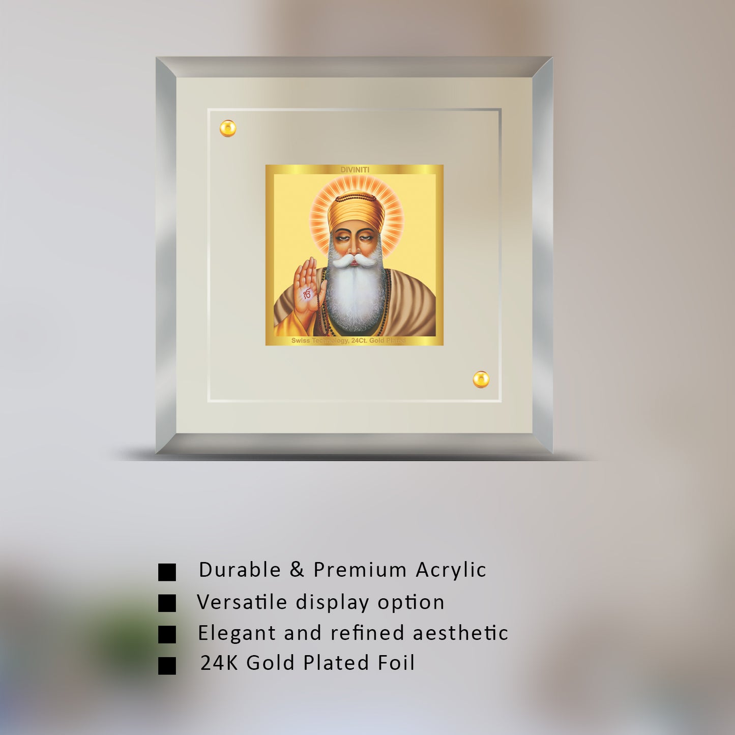24K Gold Plated Foil Guru Nanak Dev Ji Customized Photo Frame For Corporate Gifting