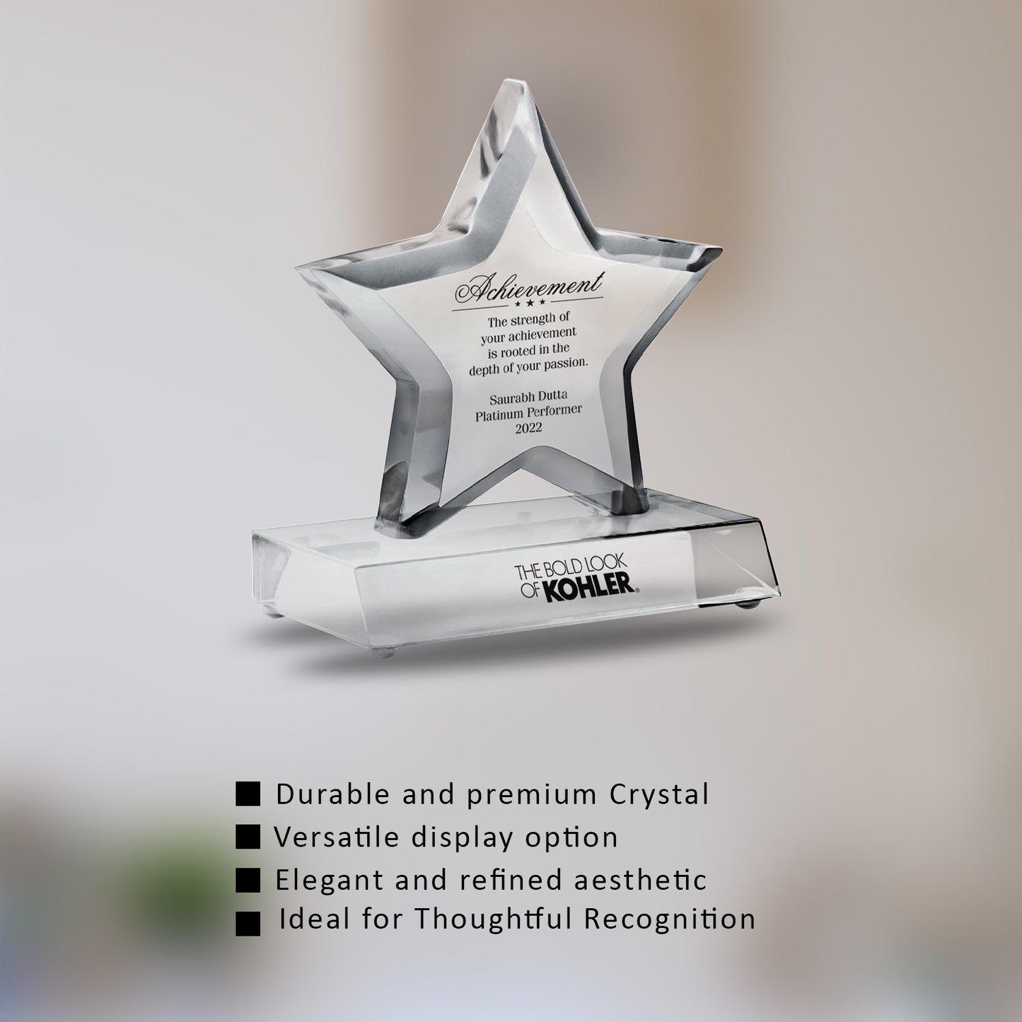 Customized Crystal Trophy with Matter Printed For Corporate Gifting