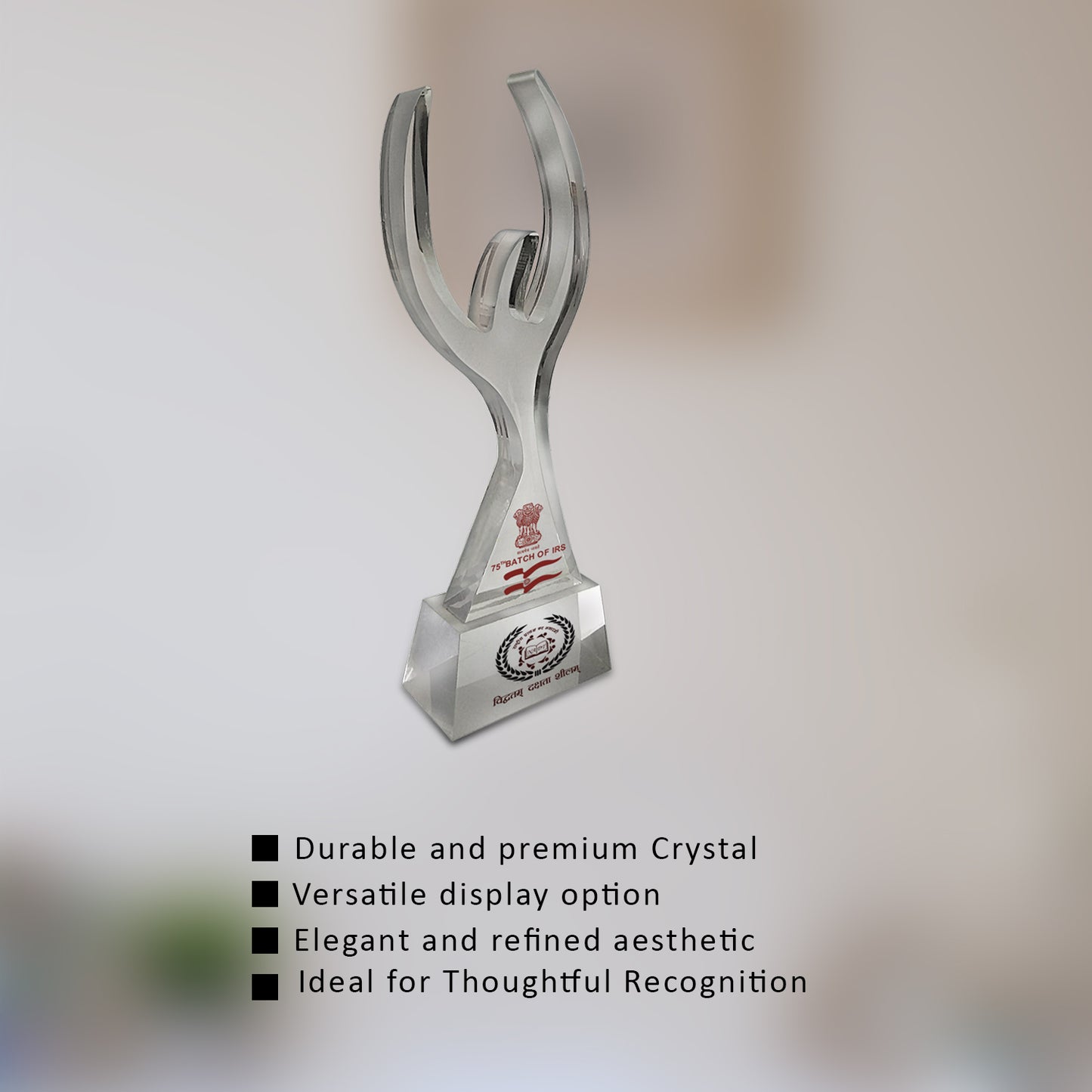 Customized Crystal Trophy with Matter Printed For Corporate Gifting