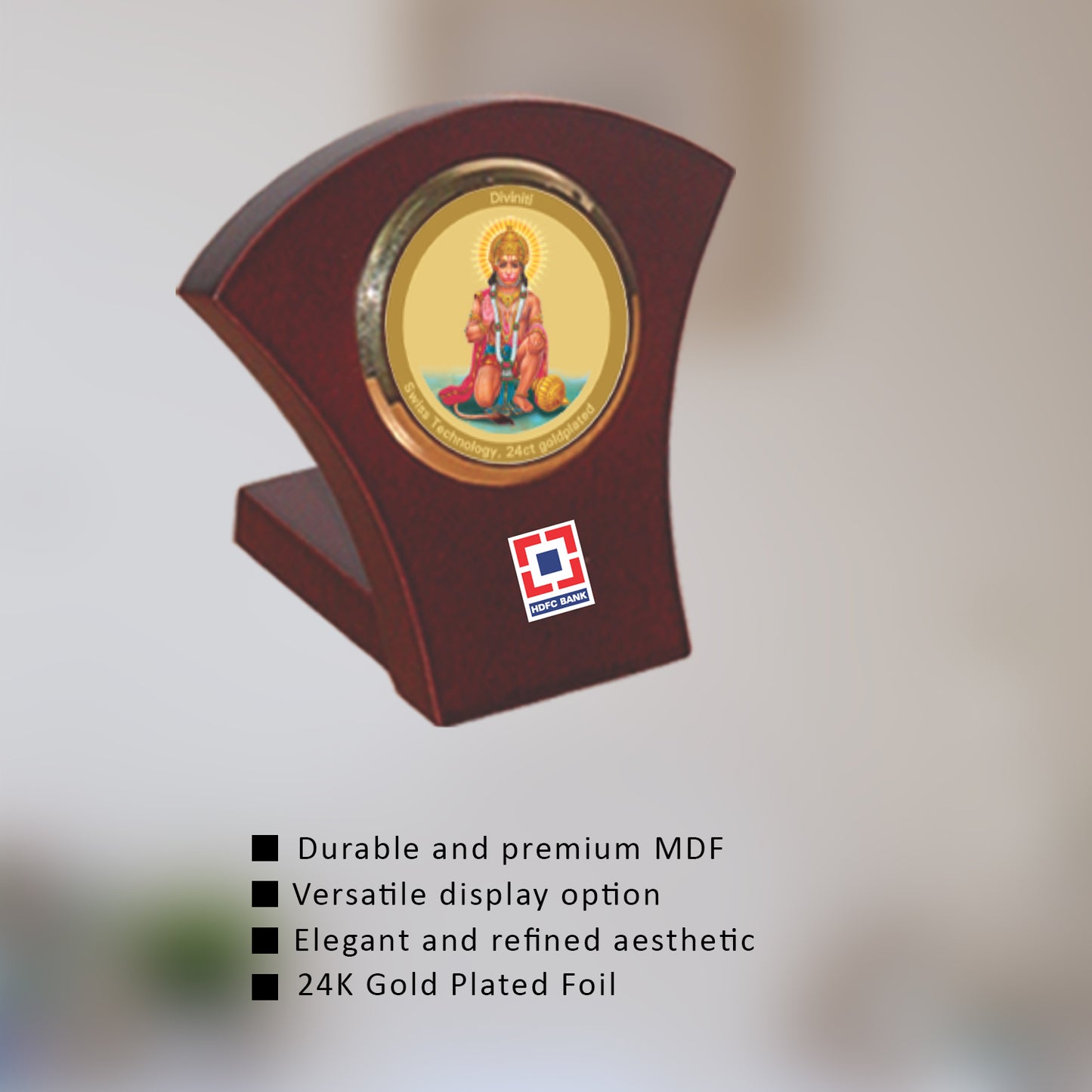 24K Gold Plated Foil Lord Hanuman Customized Photo Frame For Corporate Gifting