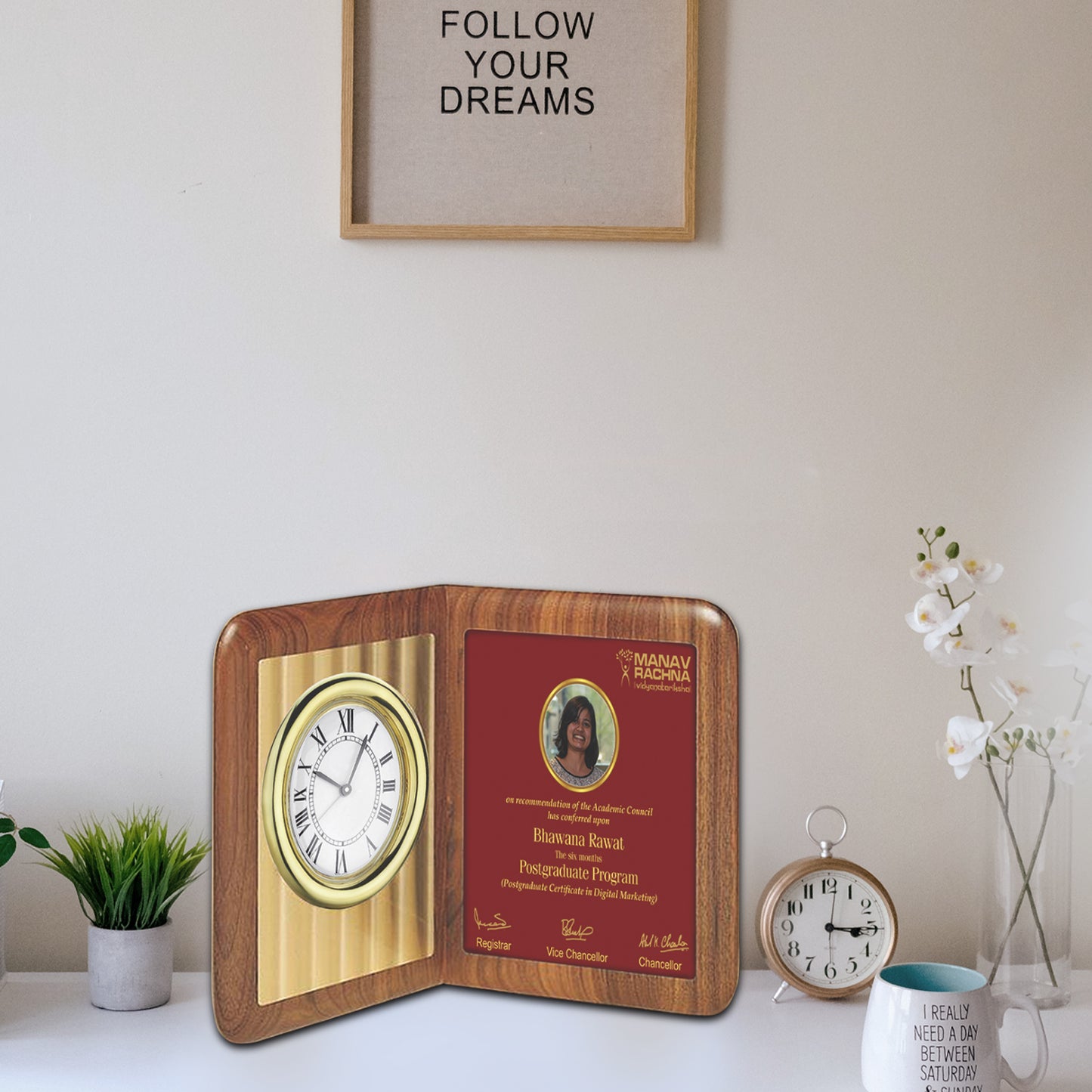 Customize MDF Memento with Watch & Image & Matter Printed For Corporate Gifting