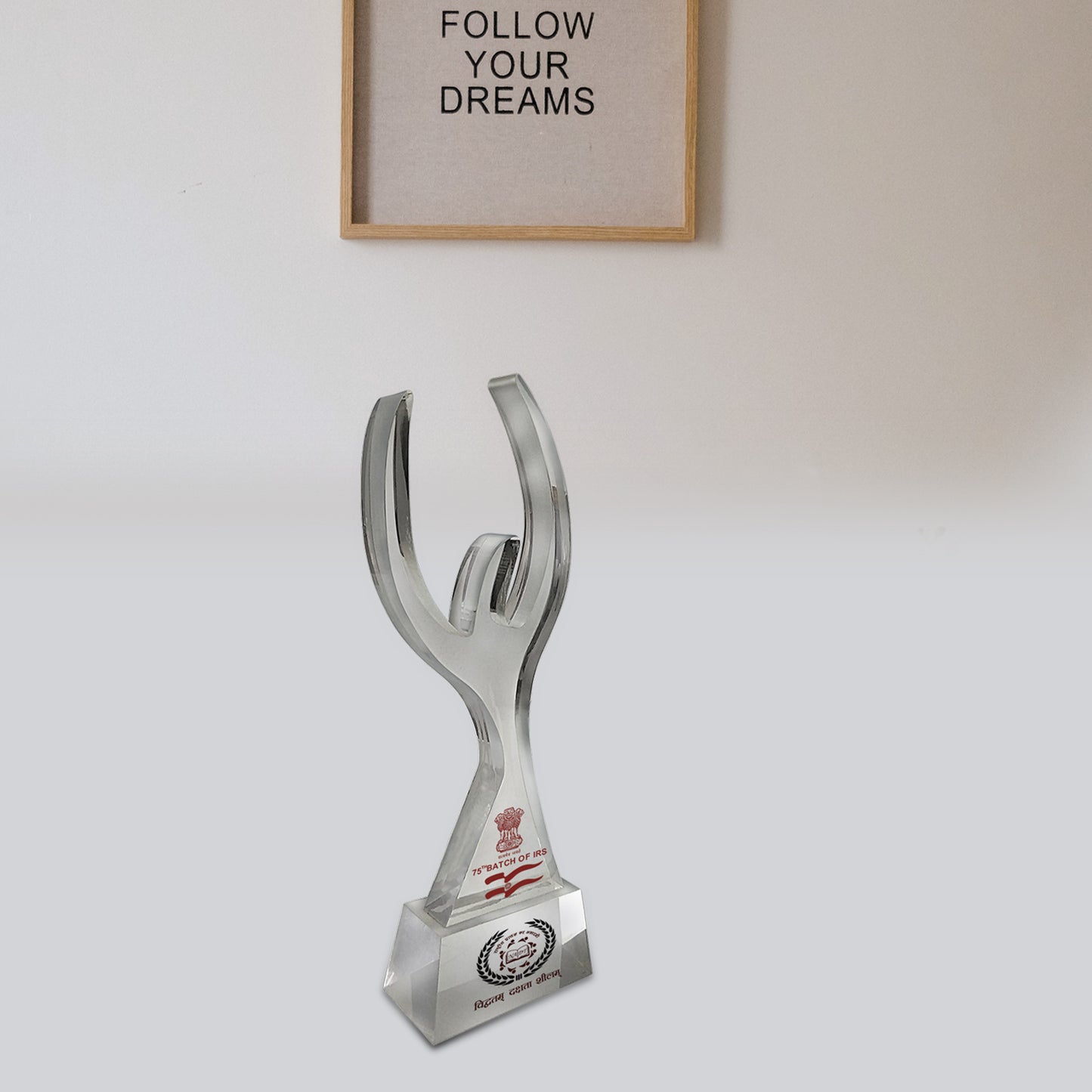 Customized Crystal Trophy with Matter Printed For Corporate Gifting