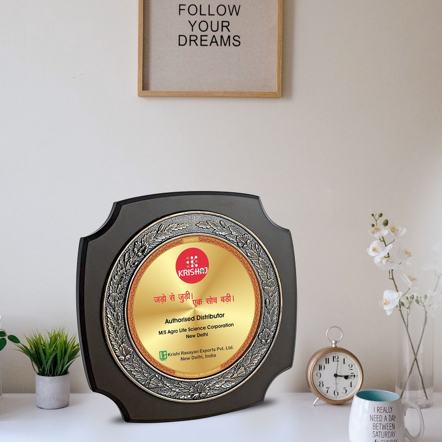 Customized MDF Memento With Matter Printed on 24K Gold Plated Foil For Corporate Gifting