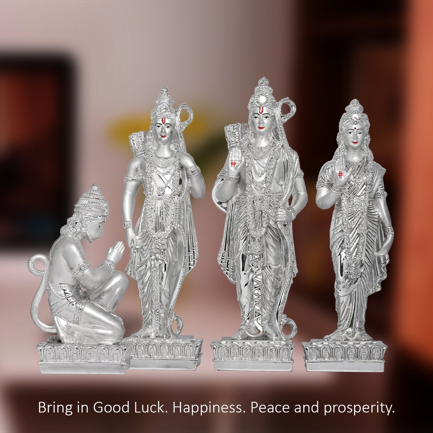 Diviniti 999 Silver Plated Ram Darbar Idol For Home Decor Showpiece, Office, Table Decor, Puja & Gift