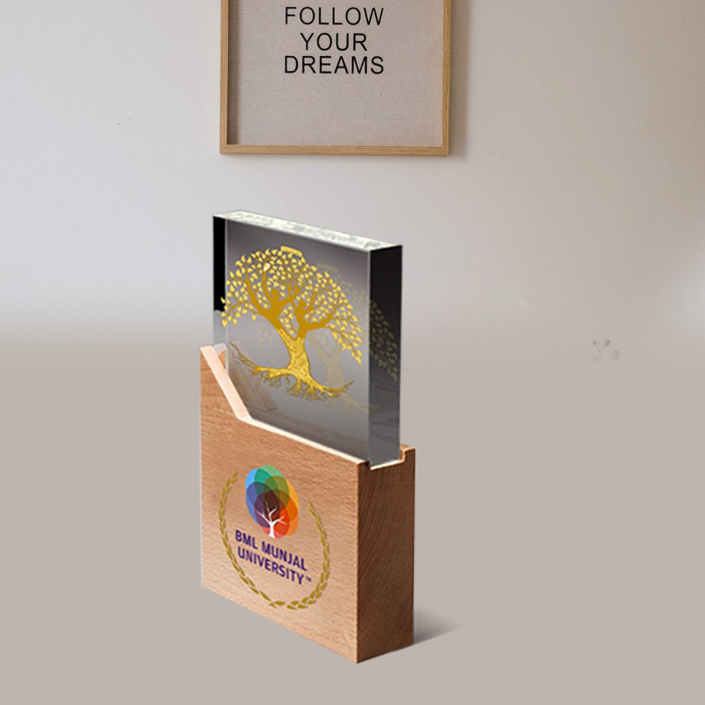 Customized Base Acrylic Trophy with Matter Printed For Corporate Gifting