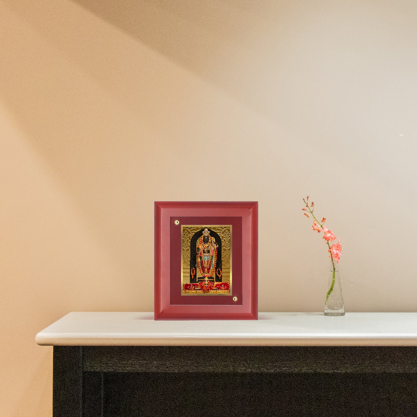 DIVINITI 24K Gold Plated Foil Ram Lalla Wall Photo Frame Idol for Table Top, Home & Office Decor, Puja Room, Gift|MDF Size 1 (16.7x14.2 CM)