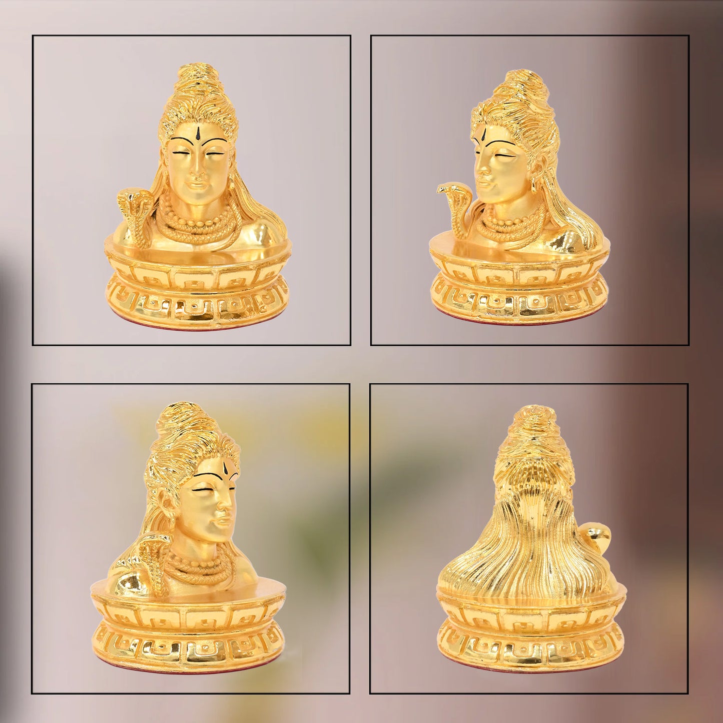 Diviniti 24K Gold-Plated Lord Shiv Adiyogi Idol Statue Exquisite Spiritual Symbol of Enlightenment for Home & Office Décor (10x8 CM)