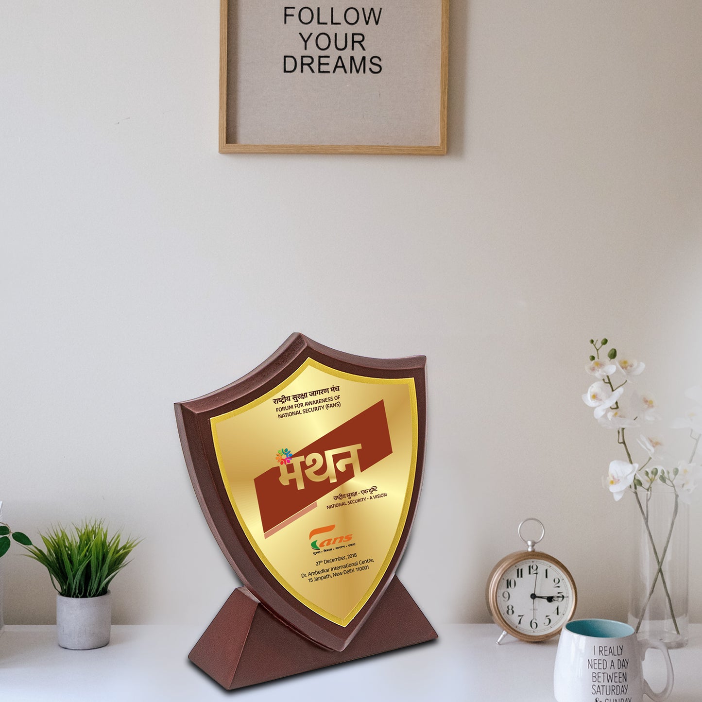 Customized MDF Memento With Matter Printed on 24K Gold Plated Foil For Corporate Gifting