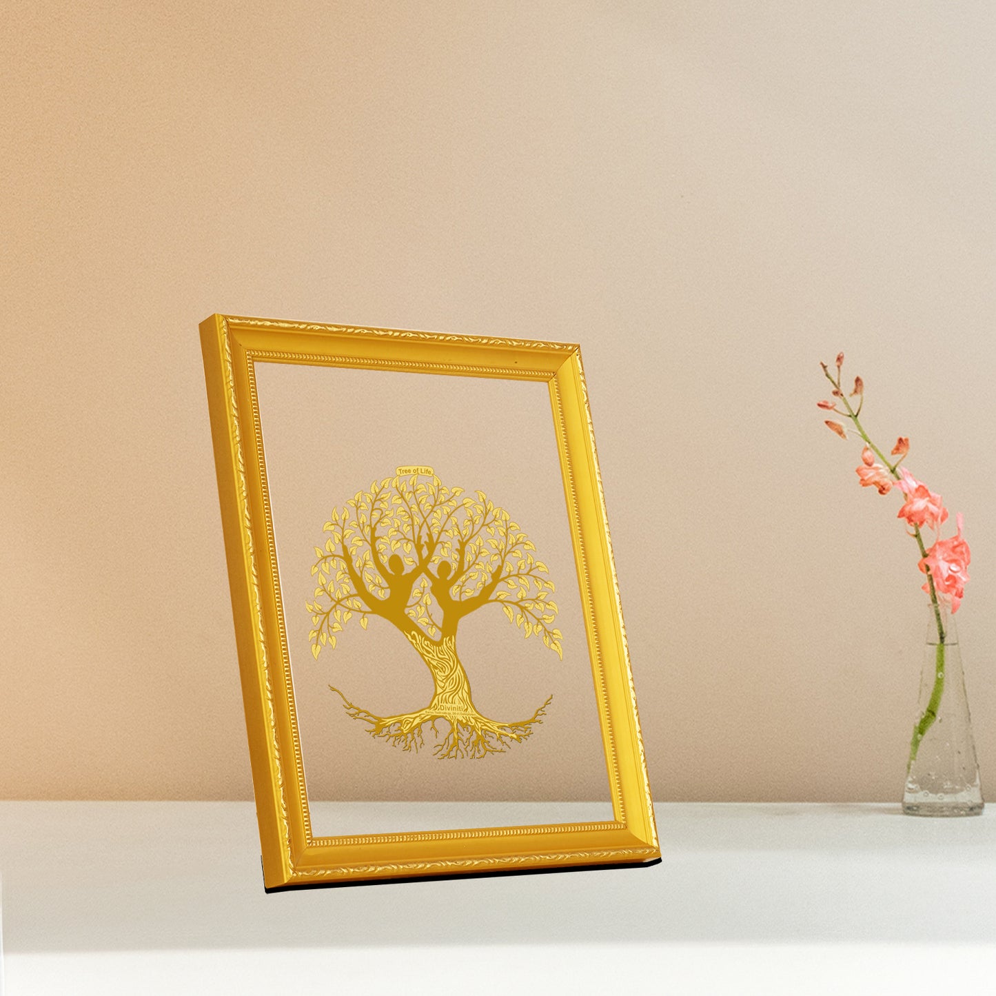 Tree of Life | Symbol of Growth, Harmony & Eternal Energy Wall & Tabletop Photo Frame in 24K Gold Plated Foil