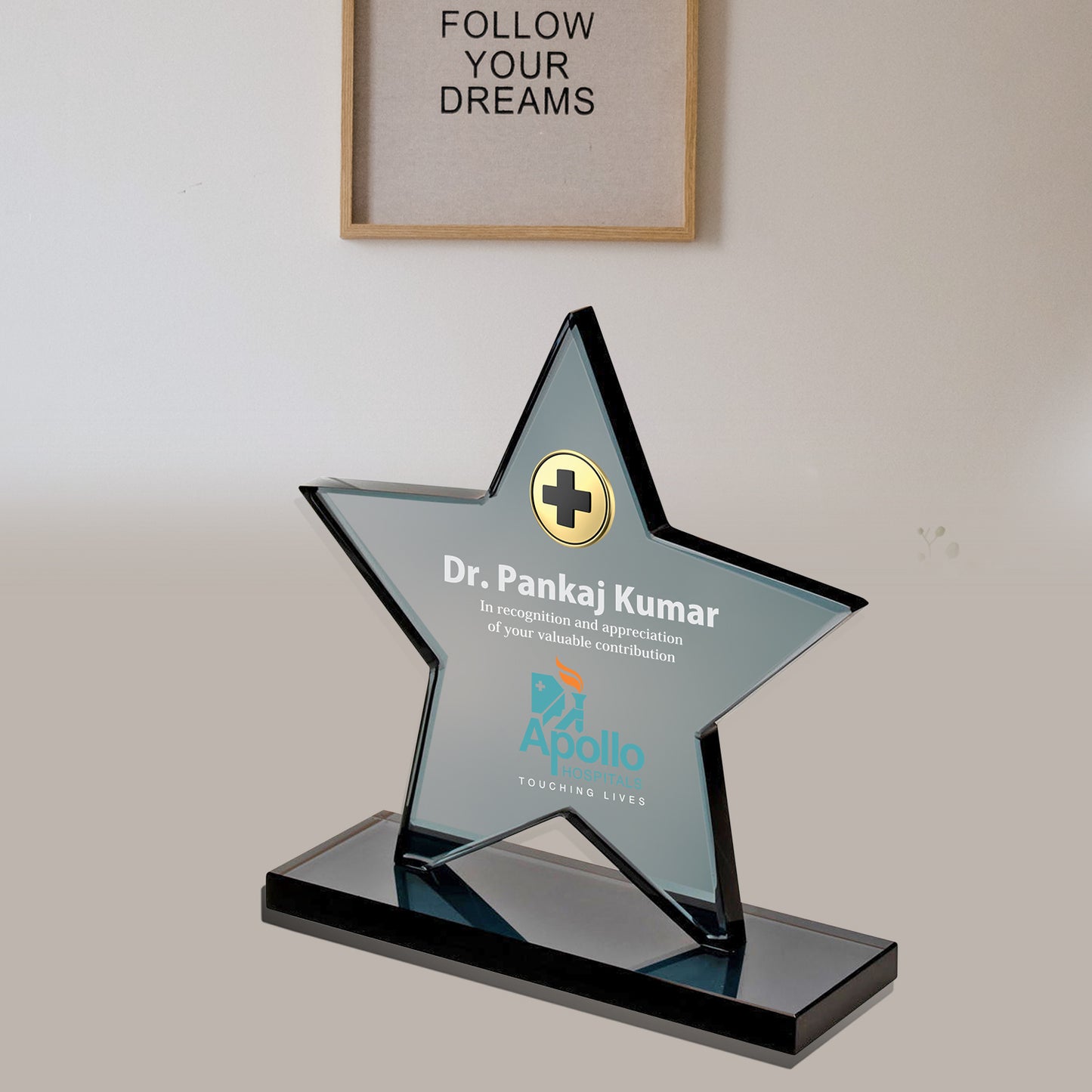 Customized Acrylic Trophy with Matter Printed For Corporate Gifting