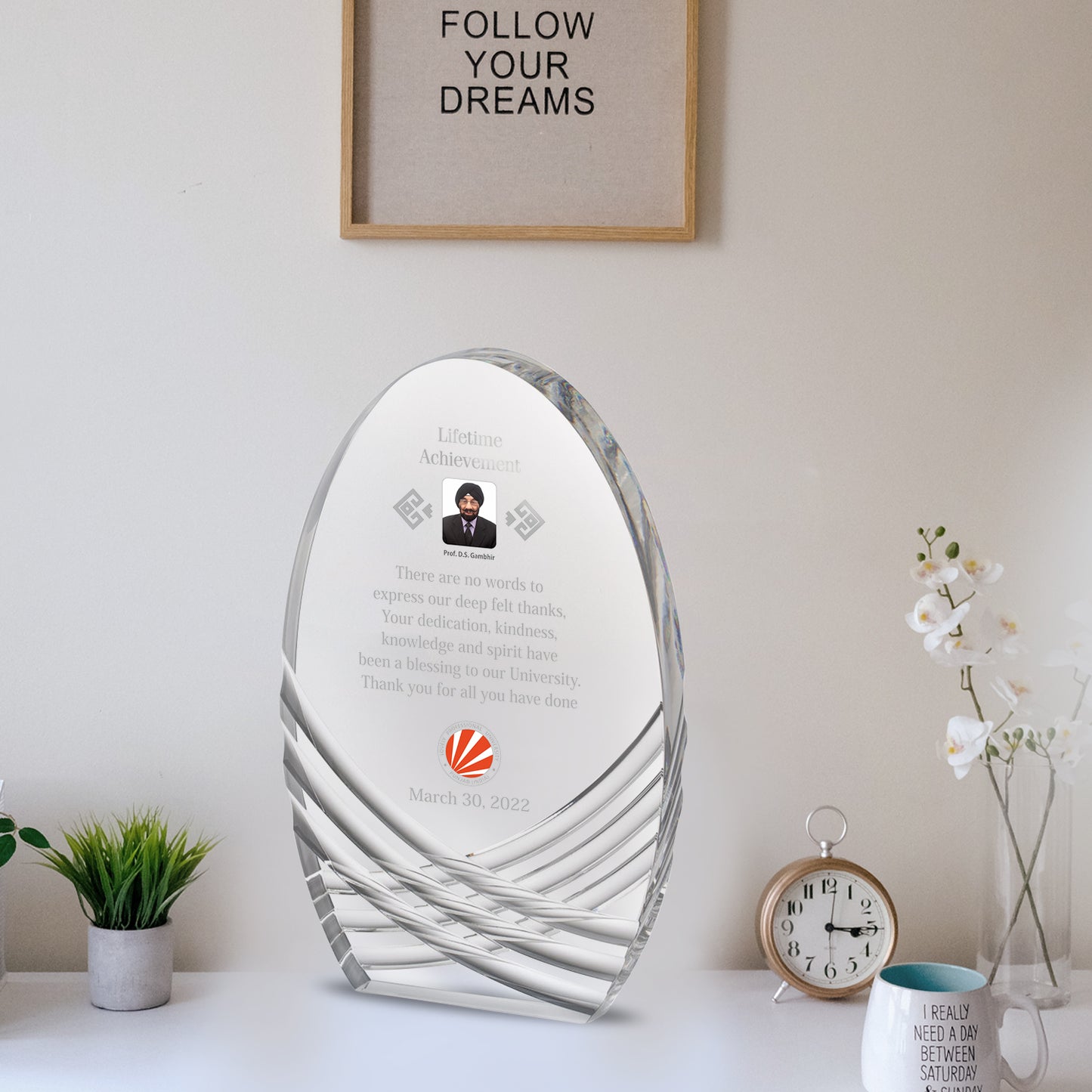 Customized Crystal Trophy with Matter Printed For Corporate Gifting