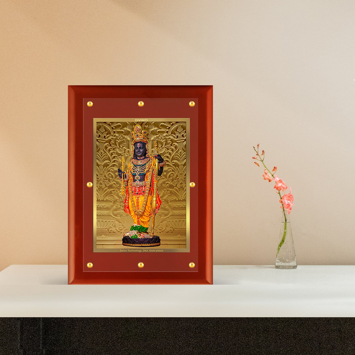 Diviniti 24K Gold Plated Foil Ram Lalla Photo Frame For Home Decor Showpiece, Wall Decor, Puja Room & Gift (56 CM X 71 CM)