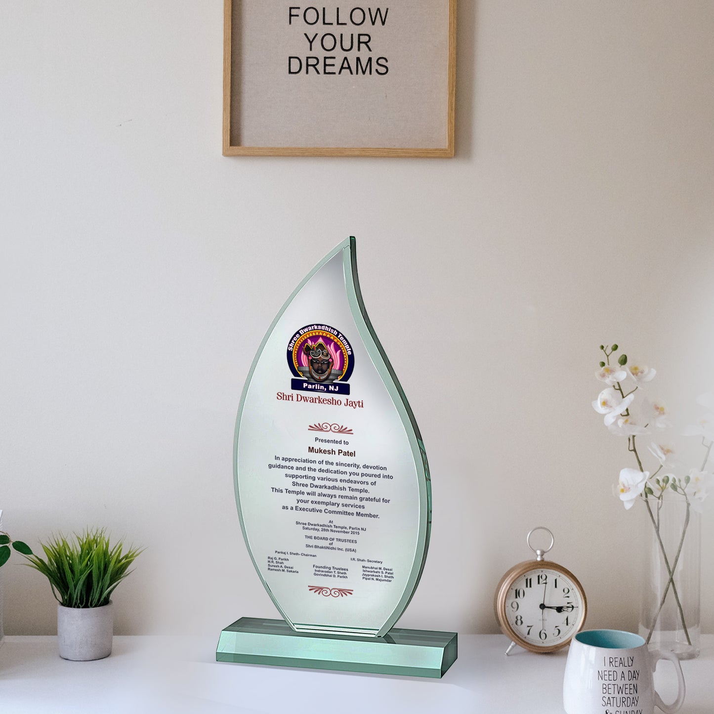 Customized Crystal Trophy with Matter Printed For Corporate Gifting