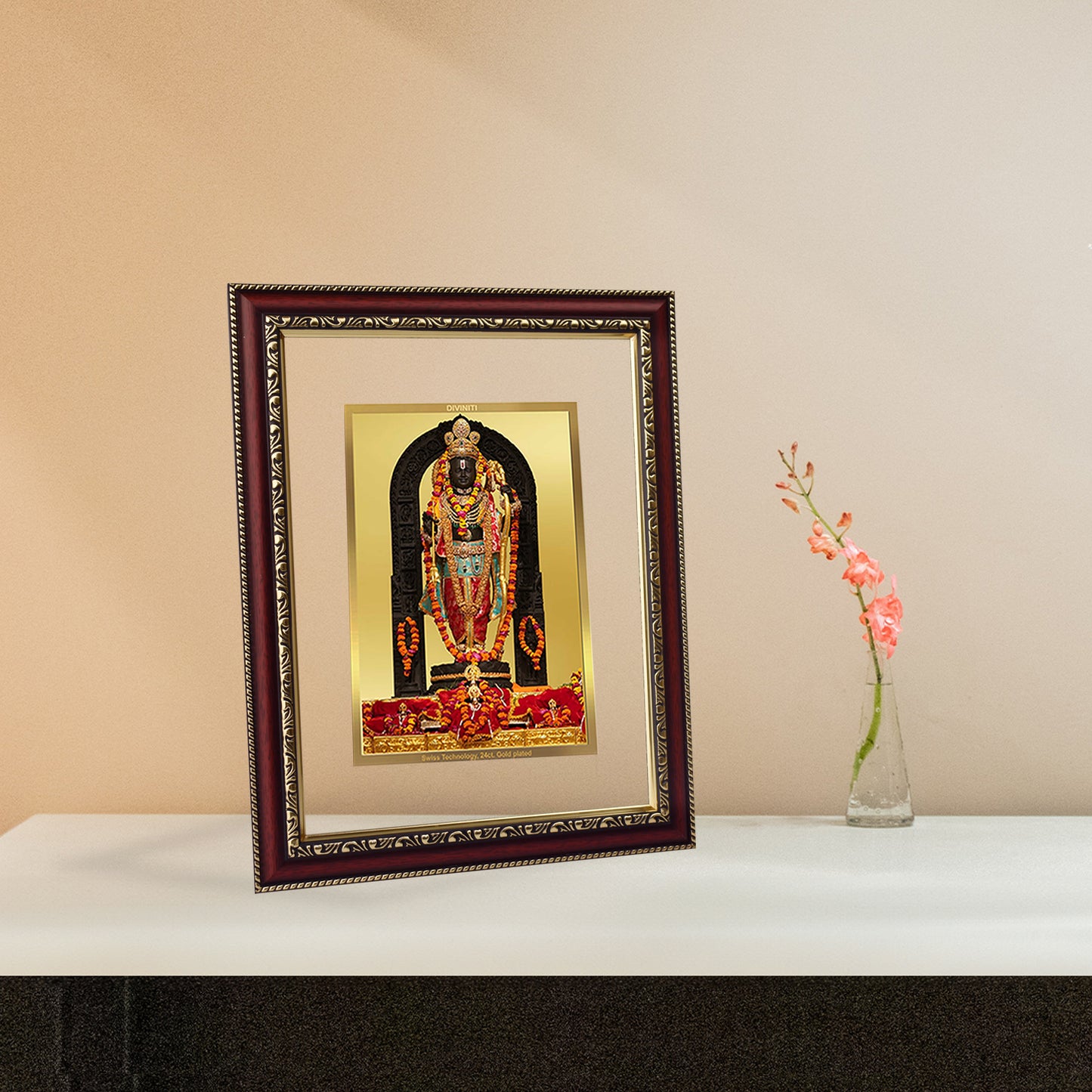 Diviniti 24K Gold Plated Foil Ram Lalla Photo Frame For Home Decor, Wall Hanging, Table Top, Puja Room & Gift DG105S3 (27.6X35.4 CM)