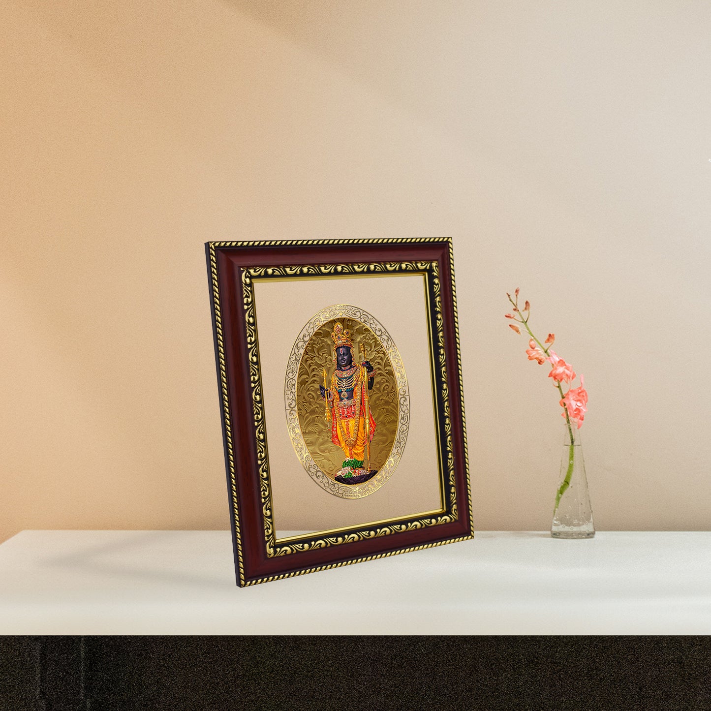 Diviniti 24K Gold Plated Ram Lalla Photo Frame For Home Decor, Table Top, Wall Hanging, Puja Room & Gift (20.8 CM X 16.7 CM)