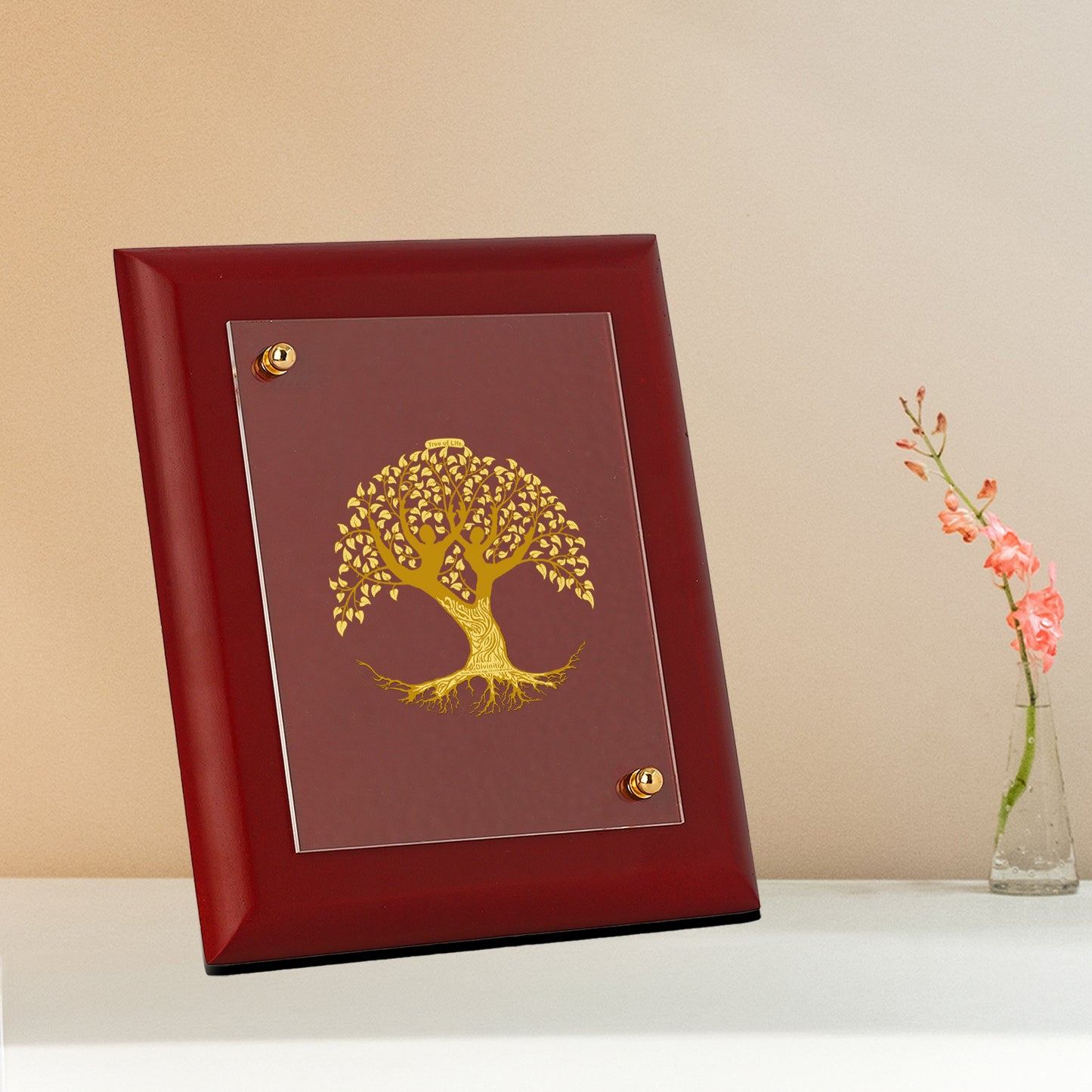 DIVINITI 24K Gold Plated Foil Tree of Life Photo Frame For Home Decor & Wall Hanging MDF Size 2 (20x16 CM)